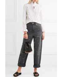 Etoile Isabel Marant Isabel Marant Toile Curt Faux Pearl Embellished Low Rise Boyfriend Jeans Gray