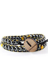 Domo Beads Premium Wrap Bracelet Hematite On Black