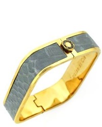 Louise Et Cie Gold Tone And Leather Square Bangle Bracelet