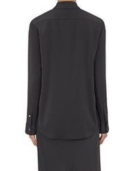 The Row Stretch Georgette Peter Blouse Dark Grey