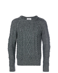 Thom Browne Aran Cable Knit British Wool Crewneck Pullover