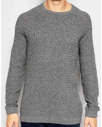 Asos Brand Lightweight Cable Knit Sweater In Charcoal