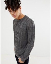 YOURTURN Cable Knit Jumper In Grey