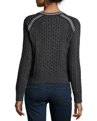 philosophy Cable Knit Raglan Crewneck Sweater Charcoal