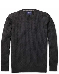 Charles Tyrwhitt Charcoal Cotton Cashmere Cable Crew Neck Cottoncashmere Sweater Size Small By