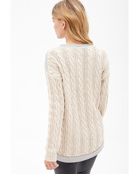 Forever 21 Contemporary Cable Knit Paneled Sweater