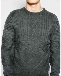 Bellfield Contrast Cable Knit Sweater