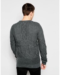 Bellfield Contrast Cable Knit Sweater