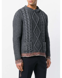 Maison Margiela Contrast Cuff Cable Knit Sweater