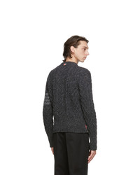 Thom Browne Grey Cable Knit Crewneck Sweater