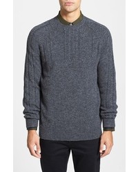 French Connection Islander Slim Fit Cable Knit Wool Crewneck Sweater