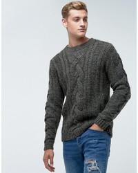 Bellfield Jumper In Cable Knit In Grey