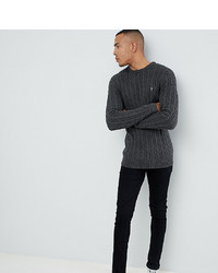 Farah Ludwig Twisted Marl Cable Jumper In Charcoal