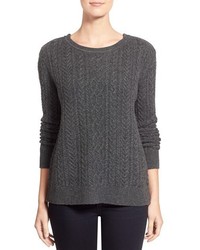 Nordstrom Collection Zip Shoulder Cable Wool Cashmere Sweater