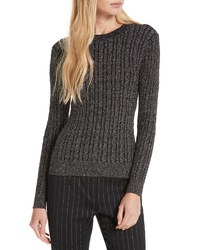 Milly Shimmer Cable Crewneck Sweater