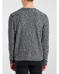 Topman Charcoal Multi Cable Knit Sweater