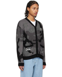AAPE BY A BATHING APE Gray Black Buttoned Cardigan