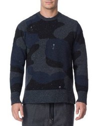 Eleventy Distressed Camouflage Sweater