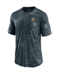 FANATICS Branded Charcoal Vegas Golden Knights Authentic Pro Locker Room Camo T Shirt