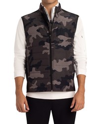 Bugatchi Camo Quilted Cotton Vest In Black At Nordstrom