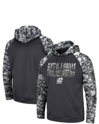 Colosseum Charcoal Cent Michigan Chippewas Oht Military Appreciation Digital Camo Pullover Hoodie
