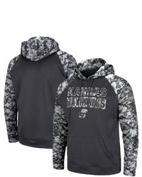 Colosseum Charcoal Kansas Jayhawks Oht Military Appreciation Digi Camo Big Tall Pullover Hoodie