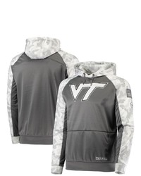 Colosseum Grayarctic Camo Virginia Tech Hokies Oht Military Appreciation Tonal Raglan Pullover Hoodie