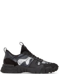 Charcoal Camouflage Leather Athletic Shoes