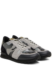 Valentino Garavani Black Gray Rockrunner Sneakers