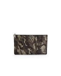 Charcoal Camouflage Leather Zip Pouch