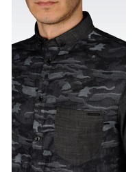 Giorgio Armani Slim Fit Camouflage Denim Shirt