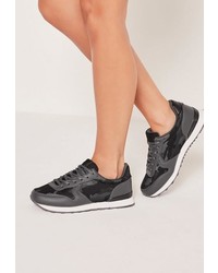 Missguided Grey Mesh Camo Lace Up Sneakers