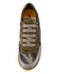 Prada Linea Rossa Camouflage Tech Lace Up Sneaker Smoke