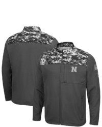 Colosseum Charcoal Nebraska Huskers Oht Military Appreciation Digi Camo Full Zip Jacket At Nordstrom