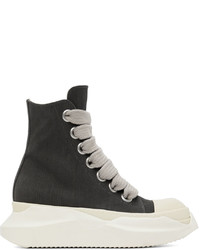 Rick Owens DRKSHDW Grey Abstract High Top Sneakers