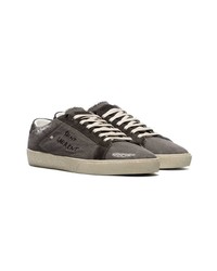 Saint Laurent Grey Sl06 Embroidered Destroyed Canvas Sneakers