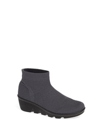 Charcoal Canvas Wedge Ankle Boots