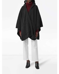 Burberry Crest Wool Blend Jacquard Hooded Cape
