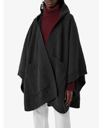 Burberry Crest Wool Blend Jacquard Hooded Cape