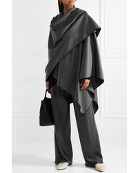 The Row Shane Leather Trimmed Wool Cape