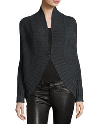 Three Dots Sophie Cape Cardigan W Removable Faux Fur Charcoal