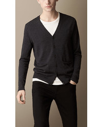 Burberry Suede Elbow Patch Detail Cardigan