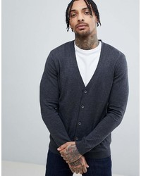 Asos Design Knitted Cardigan In Charcoal