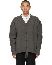 We11done Grey Felted Wool Cable Cardigan