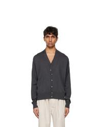 Lemaire Grey Knitted Double Collar Cardigan