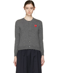 Comme des Garcons Play Grey Wool Heart Patch Cardigan