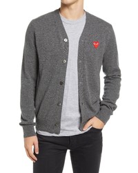 Comme Des Garcons Play Wool Cardigan With Heart Applique