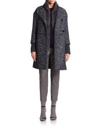 Eleventy Wool Cashmere Fur Contrast Cardigan