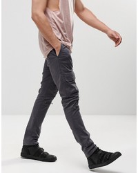 Asos Brand Super Skinny Cargo Pants With Zips In Petrol Gray