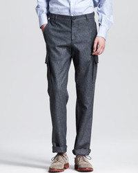 Brunello Cucinelli Flannel Cargo Pants Dark Gray